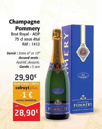 Colruyt Champagne pommery brut royal - aop offre