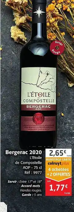 Colruyt Bergerac 2020 l'étoile de compostelle aop offre
