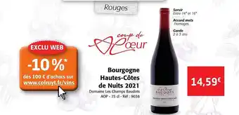 Colruyt Bourgogne hautes-côtes de nuits 2021 domaine les champs baudots aop offre