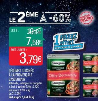 Match Légumes cuisinés à la provençale cassegrain offre