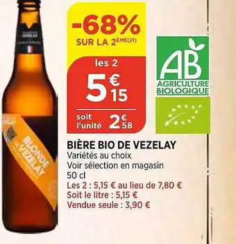Maximarché Bière bio de vezelay offre