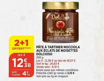 Maximarché Pâte à tartiner nocciola aux éclats de noisettes dolcioso offre