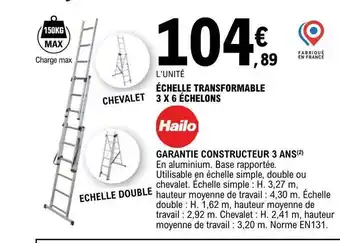 Ăchelle transformable 3 x 6 Ă©chelons hailo