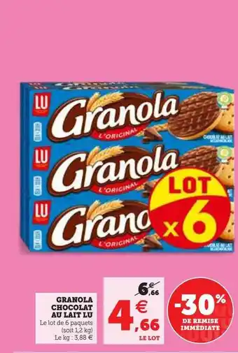 Hyper U Granola chocolat au lait lu offre