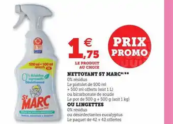 Hyper U Nettoyant st marc ou lingettes offre