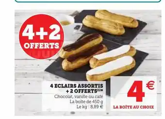 Hyper U 4 éclairs assortis + 2 offerts offre
