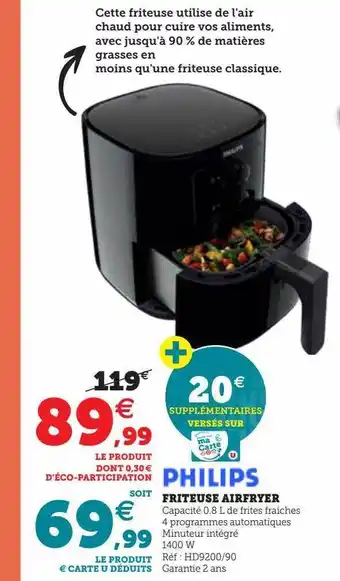 Hyper U Friteuse airfryer philips offre