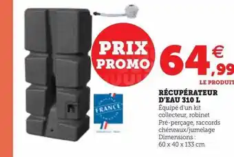 Hyper U Récupérateur d'eau 310l offre