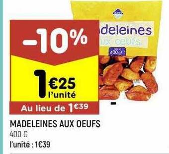 Leader Price Madeleines aux oeufs offre