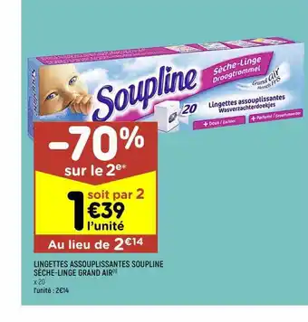 Leader Price Lingettes assouplissantes soupline sèche-linge grand air offre