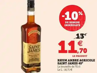 Hyper U Rhum ambre agricole saint james 45° offre