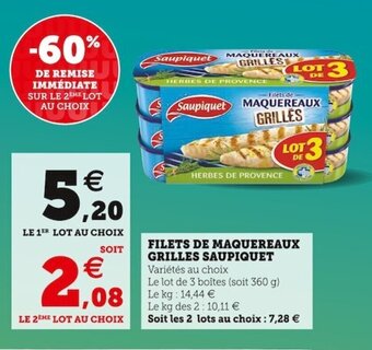 Super U Filets de maquereaux grilles saupiquet offre