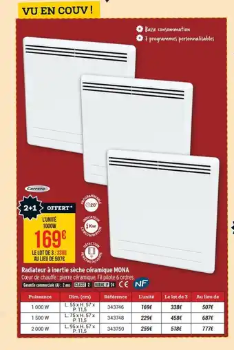 Bricorama Radiateur à inertie sèche céramique MONA offre