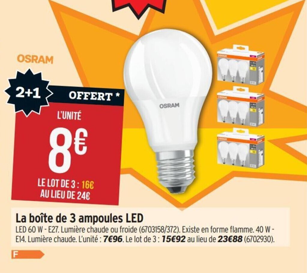 Promo La boîte de 3 ampoules LED chez Bricorama