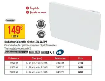 Bricorama Radiateur à inertie sèche LCD JARPA offre