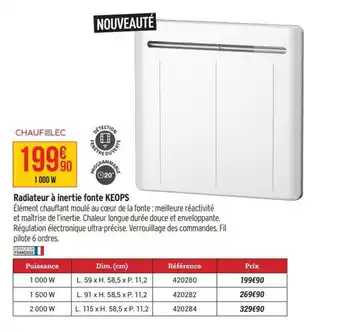Bricorama Radiateur à inertie fonte KEOPS offre