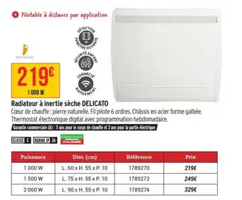Bricorama Radiateur à inertie sèche DELICATO offre