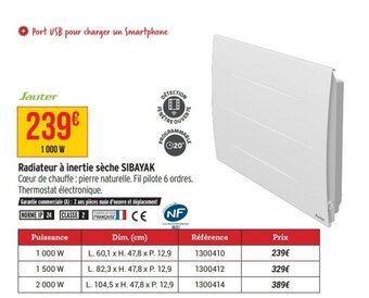 Radiateur à inertie sèche sibayak
