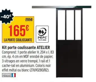 Bricorama Kit porte coulissante atelier offre