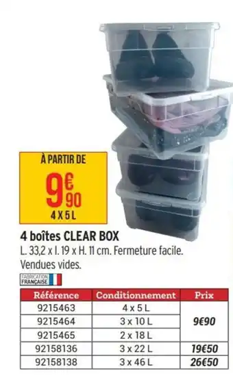 Bricorama 4 boîtes clear box offre