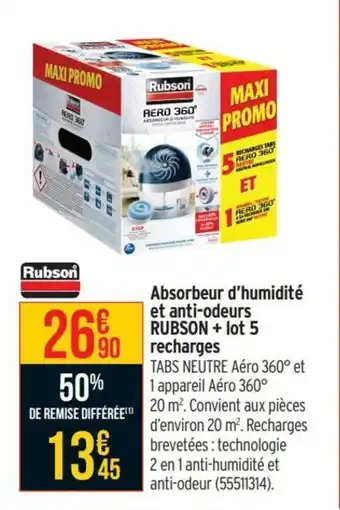 Absorbeur d'humidité et anti-odeurs RUBSON + lot 5 recharges