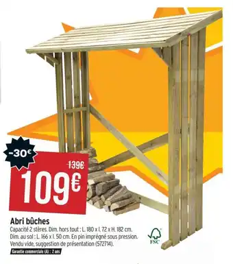 Bricorama Abri bûches offre