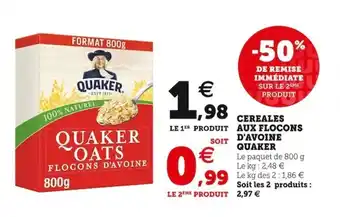 Super U Cereales aux flocons d'avoine QUAKER offre