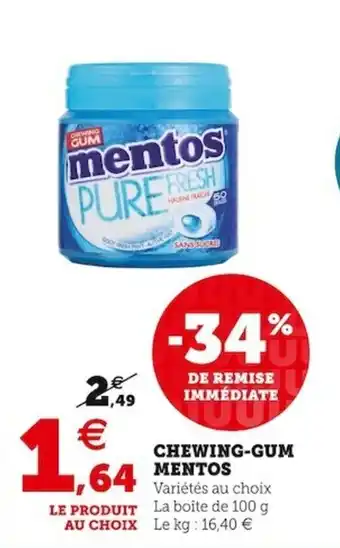 Super U Chewing-gum MENTOS offre