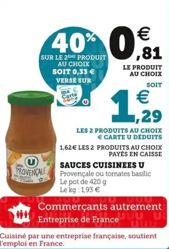 Super U Sauces cuisinees u offre