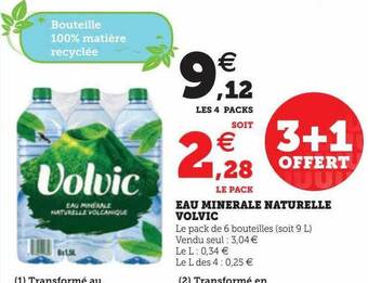 U Express Eau minérale naturelle volvic offre