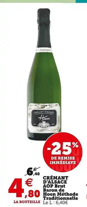 U Express Crémant d'alsace aop brut baron de hoen méthode traditionnelle offre