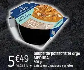 Soupe de poissons et orge medusa