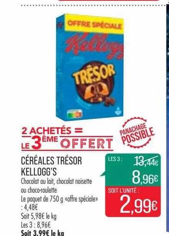 Match Céréales trésor kellogg's offre