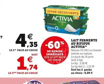 Super U Lait Fermente Au Bifidus Activia offre