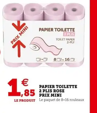 Super U Papier Toilette 2 Plis Rose Prix Mini offre