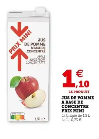 Super U Jus de Pomme A Base de Concentre Prix Mini offre
