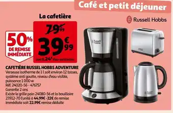 Auchan Cafetière russel hobbs adventure offre