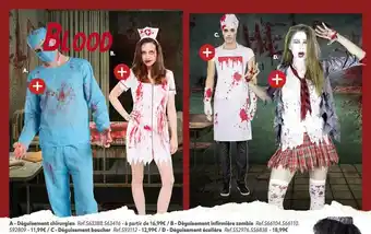 Gifi Déguisement chirurgien, déguisement infirmière zombie, déguisement boucher, déguisement écolière offre