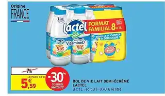 Intermarché Express Bol de vie lait demi-écrémé lactel offre