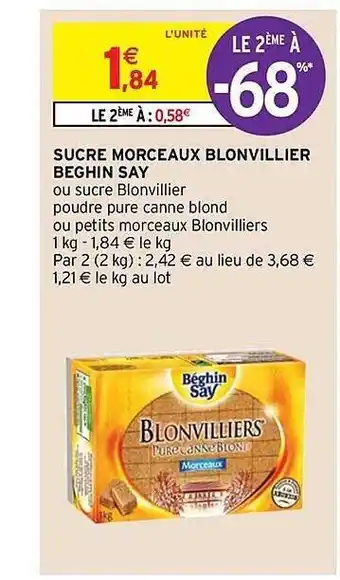 Intermarché Express Sucre morceaux blonvillier beghin say offre