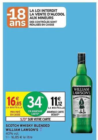 Intermarché Express Scotch whisky blended william lawson's offre
