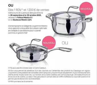 Faitout mastro 5l ou sauteuse mastro 2,8l
