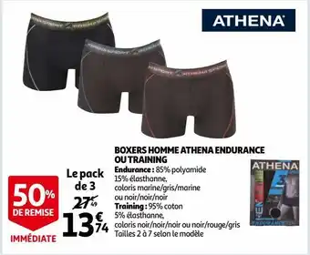 Auchan Boxers homme athena endurance ou training offre