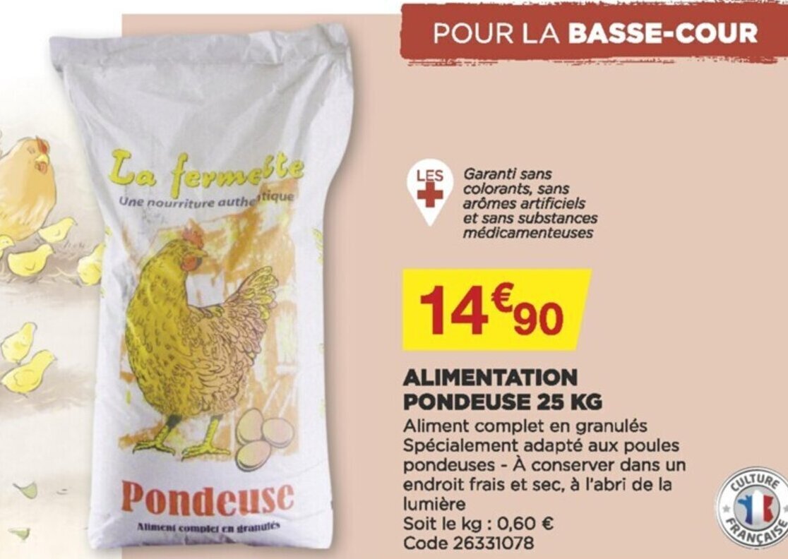 Aliment Poule Pondeuse 25 Kg Gamm Vert Promo Alimentation Pondeuse 25kg chez Bricomarché