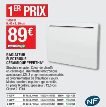 Brico Dépôt Radiateur électrique Céramique Pertha offre