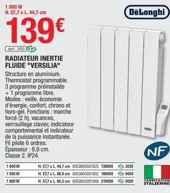 Brico Dépôt Radiateur Inertie Fluide Versilia offre