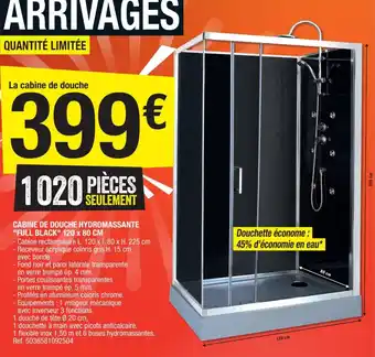 Brico Dépôt Cabine de Douche Hydromassante Full Black offre