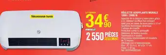 Brico Dépôt Reglette Soufflante Murale 1000/2000W offre