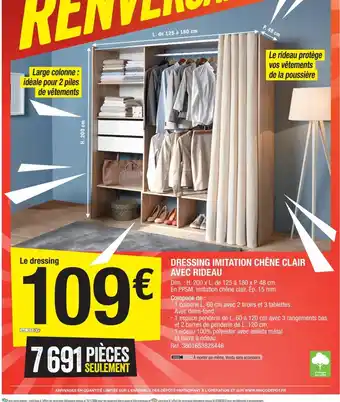 Brico Dépôt Dressing Imitation Chêne Clair Avec Rideau offre