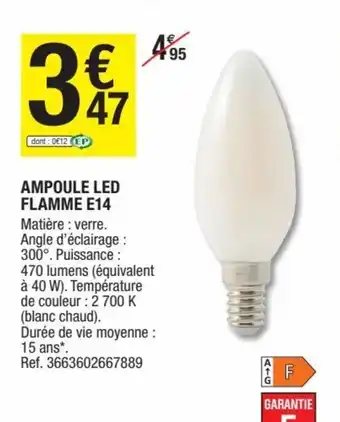 Brico Dépôt Ampoule Led Flamme E14 offre
